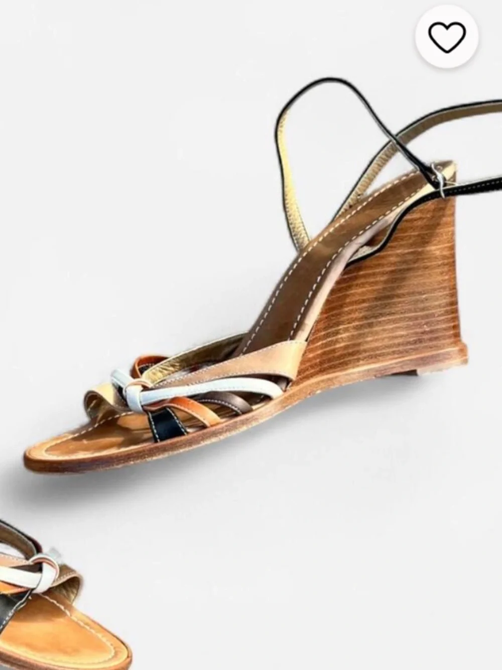 Coach Leather Multi-Tone Strappy Wedge Sandals Sz 9 B